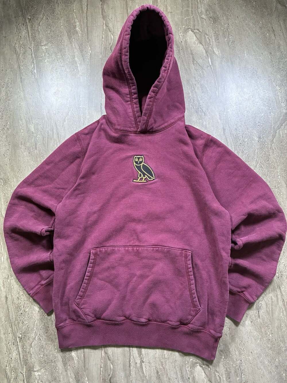 OVO October's Very Own Embroidered Owl Hoodie Burgundy Made in Canada Size S